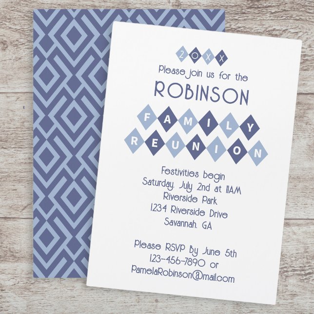 Family Wiedersehen Custom Party Celebration Fun Bl Einladung (Family Reunion Custom Party Celebration Fun Blue Invitation)