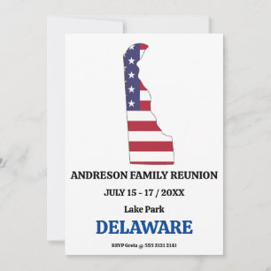 Family Wiedersehen 🎉 DELAWARE Staat Map USA Flag Einladung
