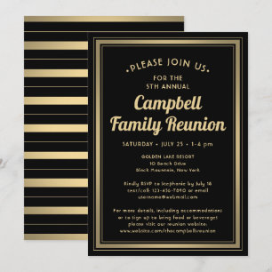 Family Wiedersehen Elegante Black and Gold Borded Einladung