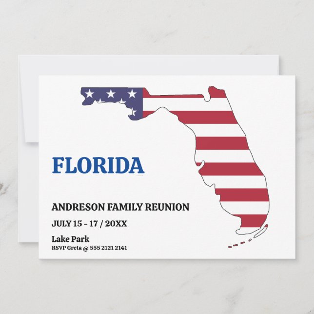 Family Wiedersehen 🎉 FLORIDA Staat Karte USA-Flag (Vorderseite)