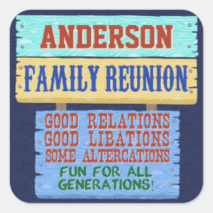 Family Wiedersehen Funny Wooden Sign   INDIVIDUELL Quadratischer Aufkleber