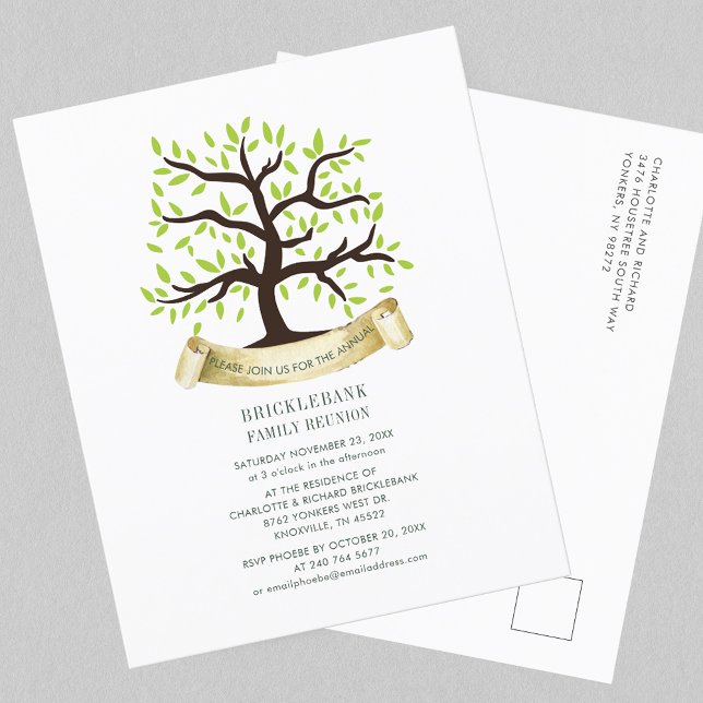 Family Wiedersehen Genealogie Tree Moderne Einladu (Family Reunion Genealogy Tree Modern Invitation)