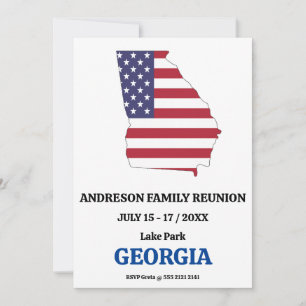 FAMILY WIEDERSEHEN GEORGIA STAAT MAP USA Flag Einladung