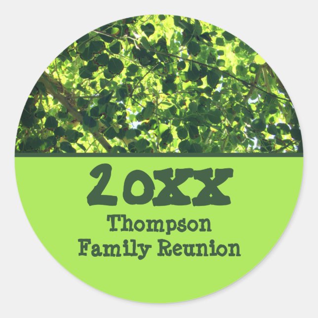 Family Wiedersehen Green Verlasse Nature Foto Even Runder Aufkleber (Vorderseite)