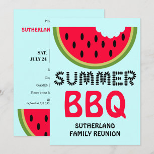 Family Wiedersehen GRILLEN Watermelon and Seeds Einladung