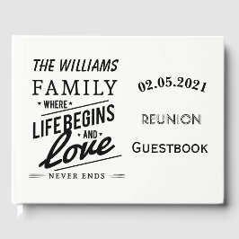Family Wiedersehen Guestbook Typografie Schwarz-we Gästebuch