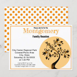 Family Wiedersehen Moderne Orange- und Black Tree  Einladung