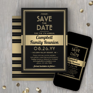 Family Wiedersehen Modernes elegantes Schwarz-Gold Save The Date