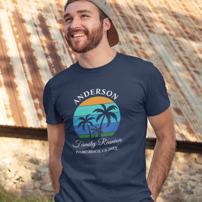 Family Wiedersehen Palm Trees Summer Beach Blue Tri-Blend Shirt (Choose from several shirt sizes and colors.)
