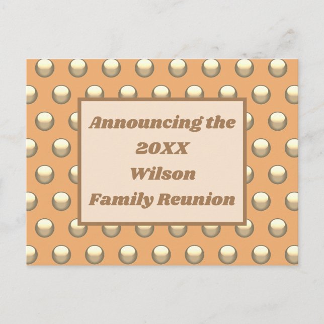 Family Wiedersehen Peach Gold Polka Dot Sommer Ein Postkarte (Vorderseite)