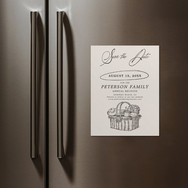 Family Wiedersehen Picnic Chic Save the Date Vinta Magneteinladung (family reunion invitation save the date magnet invite illustration watercolor modern simple)