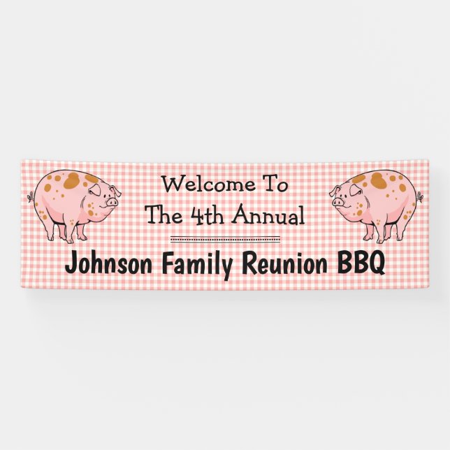 Family Wiedersehen Pig GRILLEN Party Willkommen Ro Banner (Horizontal)