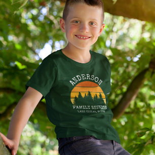 Family Wiedersehen Pine Trees Sunset Boys Green T-Shirt