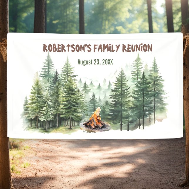 Family Wiedersehen Pine Wood Forest Campfire Banner (Family Reunion Pine Wood Forest Campfire Banner)
