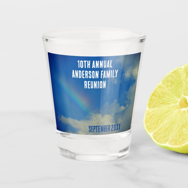 Family Wiedersehen Rainbow Colorful Summer Picinic Schnapsglas (Vorderseite)