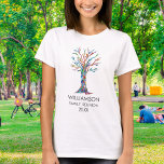 Family Wiedersehen Rainbow Family Tree T-Shirt<br><div class="desc">Es gibt einen Family Wiedersehen T - Shirt für alle Damen in der Familie! Diese stilvollen T - Shirt sind mit einem Familienbaum in den Farben des Regenbogens geschmückt. Passen Sie sie mit Ihrem Familiennamen und dem Jahr an. Dieses einzigartige Design ist ein Ausdruck meines Mosaiks "Family Tree", das aus...</div>