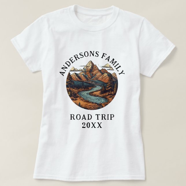 Family Wiedersehen Road Trip Mountain Personalisie T-Shirt (Design vorne)