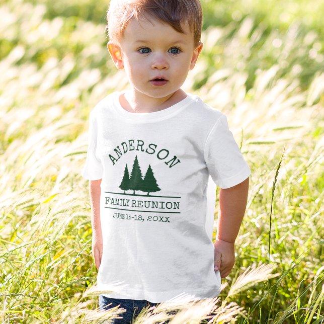 Family Wiedersehen Rustikale Pine Trees Kid's T-Shirt (Customize to change text size. Choose from a variety of shirt colors and styles.)