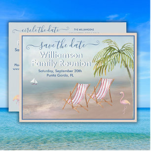 Family Wiedersehen Save the Date Beach Sand QR Cod Ankündigungspostkarte