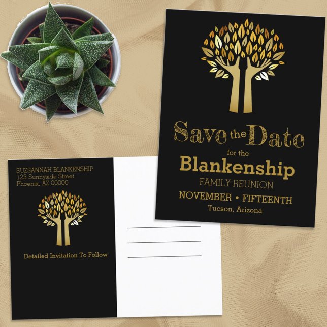 Family Wiedersehen Save the Date drei Blätter aufl Ankündigungspostkarte (Von Creator hochgeladen)