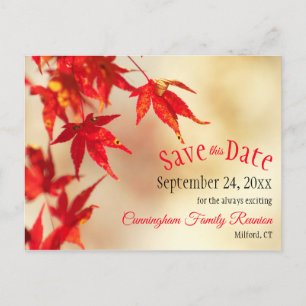 Family Wiedersehen Save the Date Fall Red Blätter  Postkarte