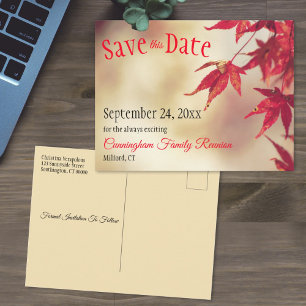 Family Wiedersehen Save the Date Fall Red Blätter  Postkarte