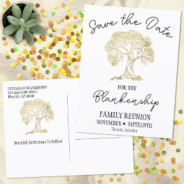 Family Wiedersehen Save the Date Gold Tree Ankündigungspostkarte