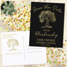 Family Wiedersehen Save the Date Gold Tree