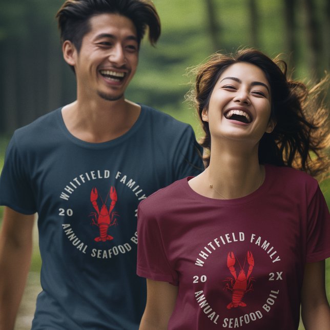 Family Wiedersehen Seafood Hummer Boat Custom Tri-Blend Shirt (Family Summer Reunion Seafood Boil Matching T-Shirt)