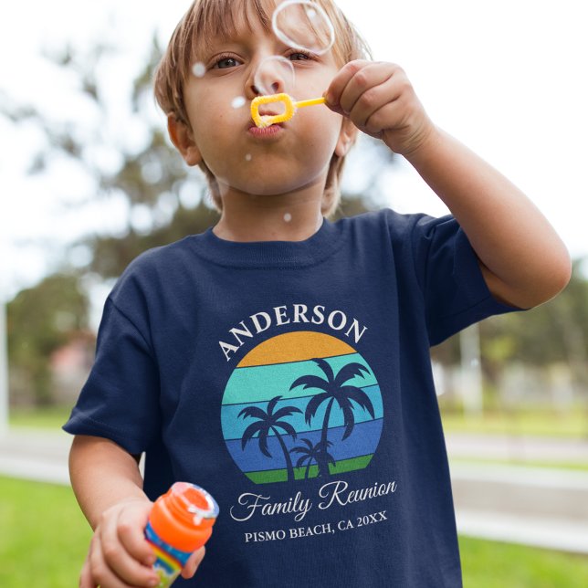 Family Wiedersehen Summer Beach Palm Trees Boys Bl T-Shirt (Choose from several shirt sizes and colors.)