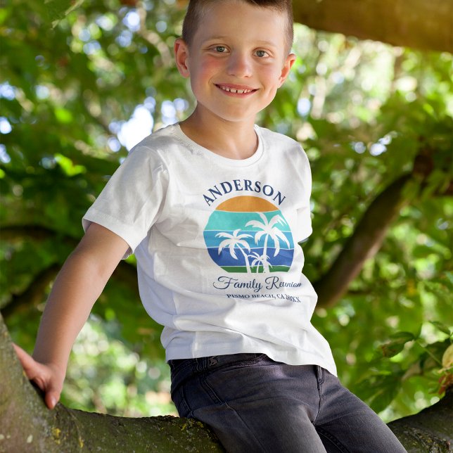 Family Wiedersehen Summer Beach Palm Trees Boys T-Shirt (Choose from several styles and sizes.)