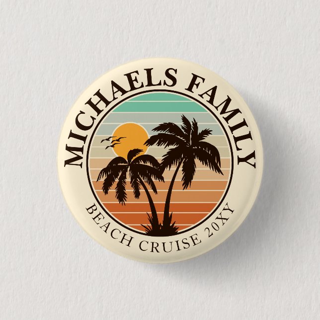 Family Wiedersehen Summer Sunset Beach Palm Trees  Button (Vorderseite)