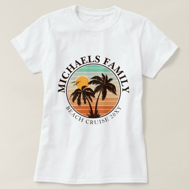 Family Wiedersehen Summer Sunset Beach Palm Trees  T-Shirt (Design vorne)
