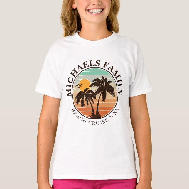 Family Wiedersehen Summer Sunset Beach Palm Trees  T-Shirt (Vorderseite)