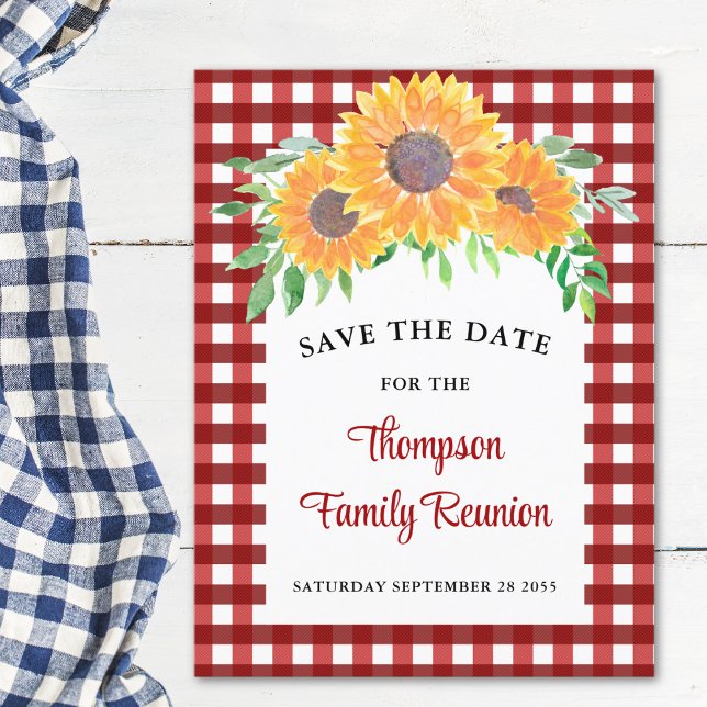 Family Wiedersehen Sunflower Save the Date Ankündigungspostkarte (Von Creator hochgeladen)