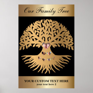Family Wiedersehen Tree mit Fotos und Herz Poster
