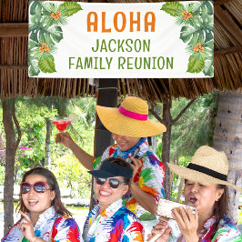 Family Wiedersehen Tropical Palm Aloha Luau Banner
