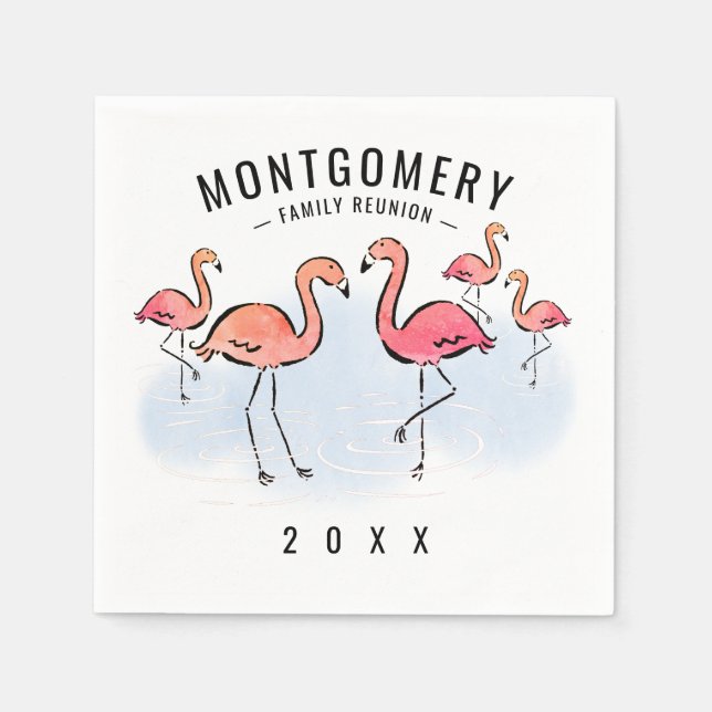 Family Wiedersehen Tropical Pink Flamingo Individu Serviette (Vorderseite)