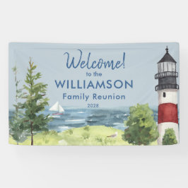 Family Wiedersehen Watercolor Leuchtturm Willkomme Banner