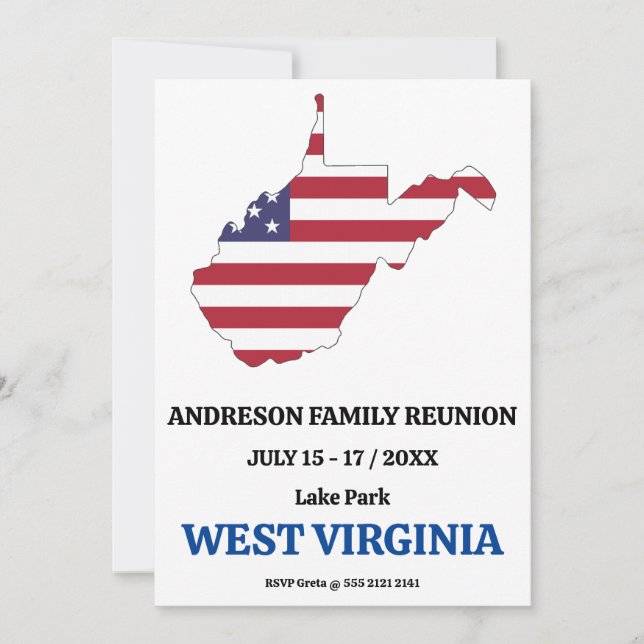 Family Wiedersehen 🎉 WEST VIRGINIA Staat Karte US (Vorderseite)
