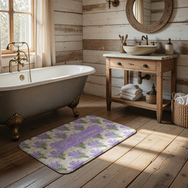 Familyname Provence Lavender Bunches  Badematte (Von Creator hochgeladen)