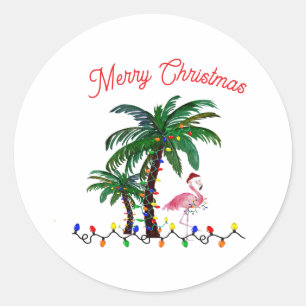 Famingo Weihnachten Runder Aufkleber