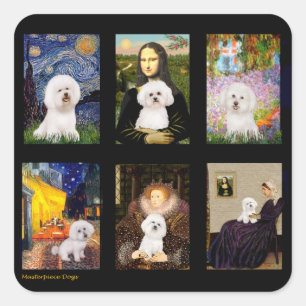 Famous Art Bichon Frise Composite Quadratischer Aufkleber
