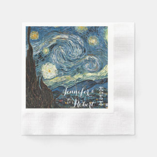 Famous art reprint, Starry Night, by Van Gogh Serviette