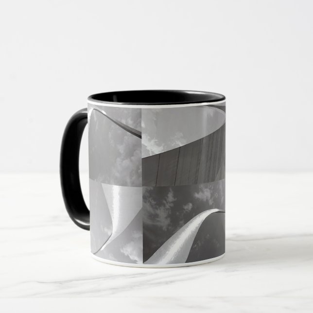 Famous Gateway Arch Black, White & Gray  Tasse (Vorderseite Links)