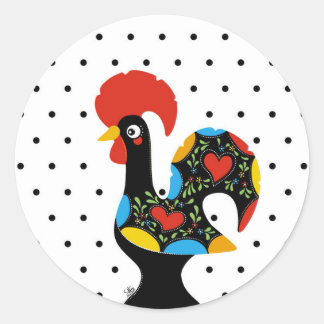Famous Rooster of Barcelos Nr 09 - Polka Dots Runder Aufkleber