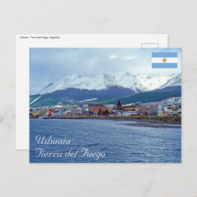 Famous Ushuaia - Tierra del Fuego, Argentinien Postkarte (Vorne/Hinten)