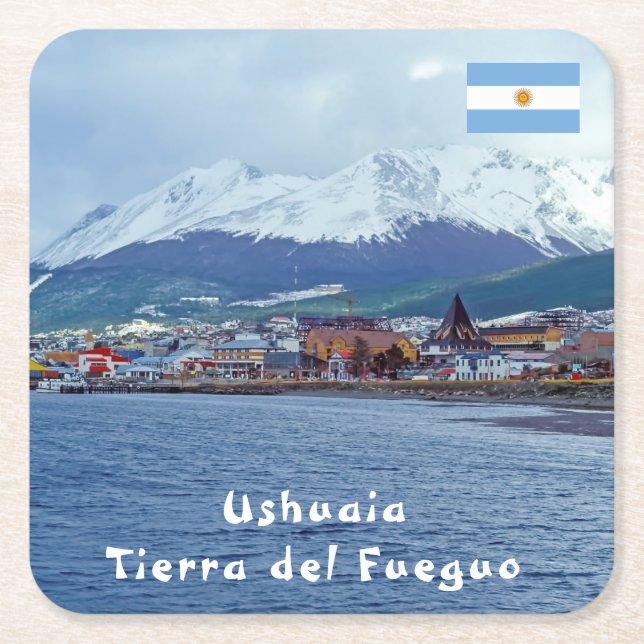 Famous Ushuaia - Tierra del Fuego, Argentinien Rechteckiger Pappuntersetzer (Vorderseite)