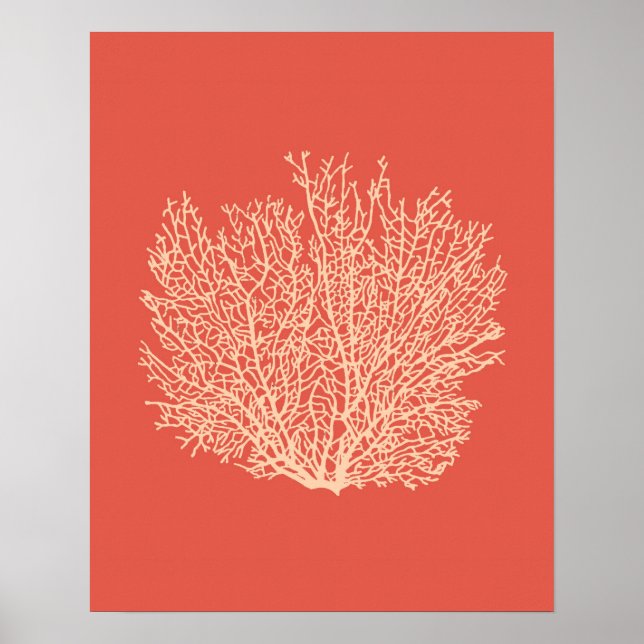 Fan Coral Print, Peach on Deep Coral Orange Poster (Vorne)