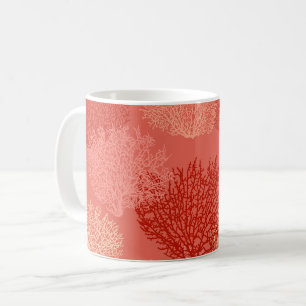 Fan Coral Print, Shades of Coral Orange Kaffeetasse